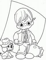 Precious Moments Coloring Boy Pages Girl Popular sketch template