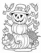 Thanksgiving Coloring Scarecrow Pages Cute Pumpkin Adults Turkey Kids Zentangle Escargot Hugo sketch template