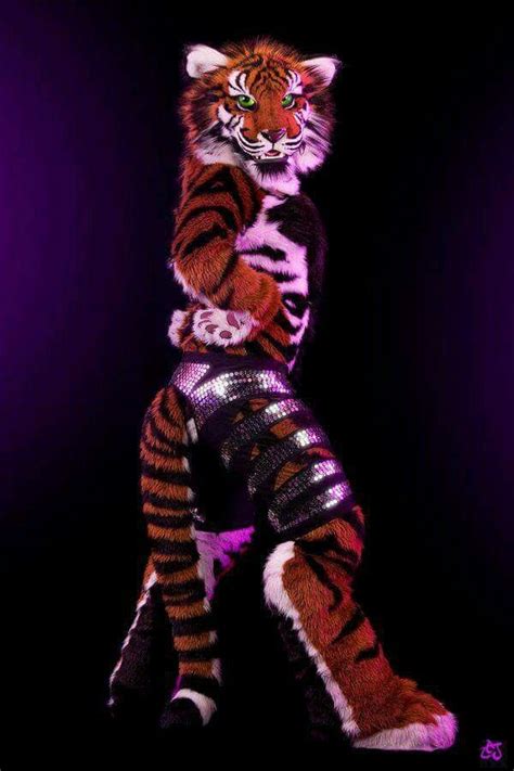 fursuit   tiger dance super sexy  hot furry suit male furry  insane tiger
