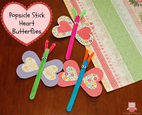 popsicle stick heart butterflies  easy valentines day craft