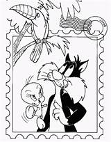 Silvestre Piu Frajola Looney Tunes Deitado Olhando Segurando Buscando Pintarcolorear Escolar sketch template