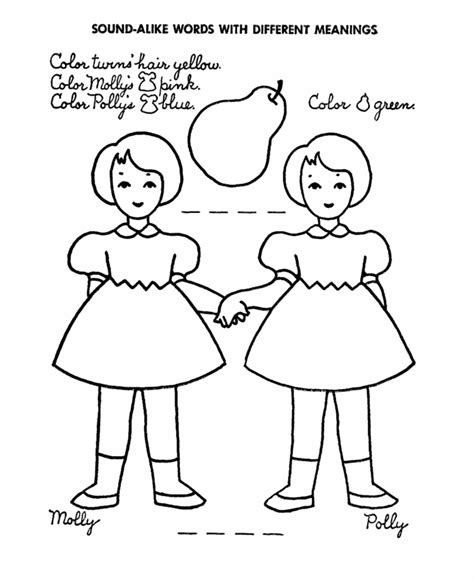 coloring instructions coloring page learn  color homonym sound