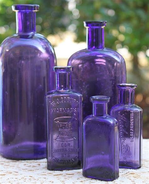 sun colored amethyst or purple glass bottles c 1880 to