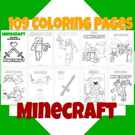 minecraft coloring pages birthday coloring book etsy
