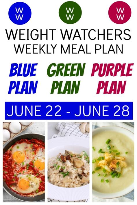 Weight Watchers Weekly Meal Plan For All Plans 6 22 6 28