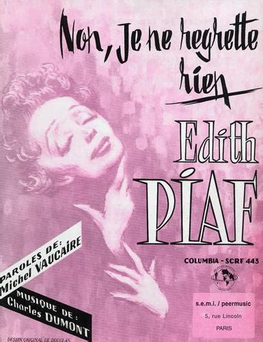 Partitions Non Je Ne Regrette Rien Edith Piaf Piano Voix