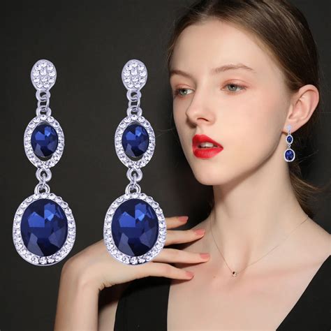 trendy elegant created big simulated crystal long earrings rhinestone string statement drop
