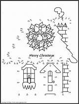 Dot Christmas Coloring Dots Printable Connect Pages Printables House Drawing Games Worksheets Online Houses Numbers Print Crafts Activities Merry Color sketch template
