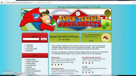 super teacher worksheets reading comprehension grade