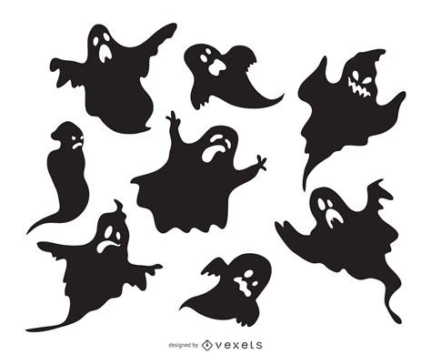 spooky ghost silhouettes set vector
