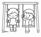 Swing Porch Colorear Para Coloring El Jugando Dibujos Pages Imagen Con Ninos Infantil Template Que Infantiles Primaria sketch template