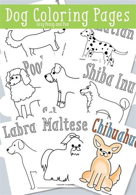 dog coloring pages  printable easy peasy  fun