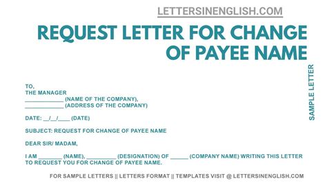 letter request  change payee  letters  english youtube