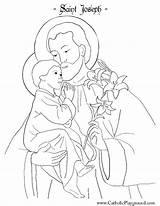 Joseph Saint Coloring St Pages Catholic Crafts Catholicplayground Christ Jesus Feast Uložené sketch template