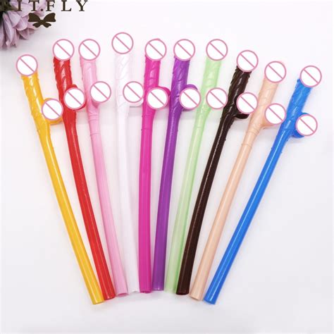 10pcs penis straws colorful sexy willy drinking novelty nude straw for