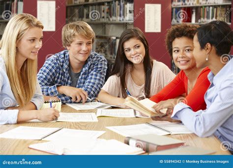 group  students working   library stock photo image