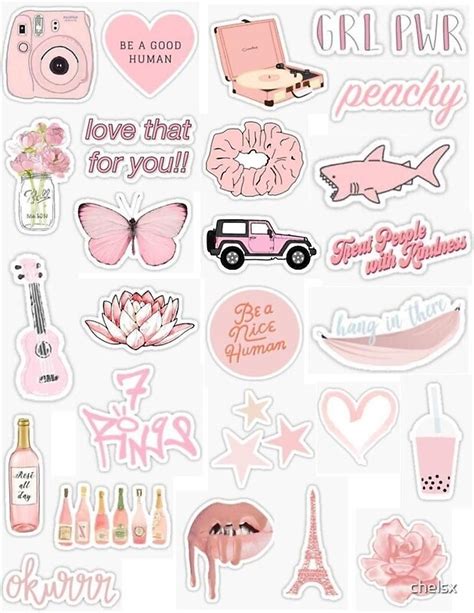 pink themed  sticker pack  chelsx redbubble