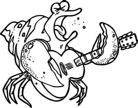 crab playing  guitar coloring page wecoloringpagecom