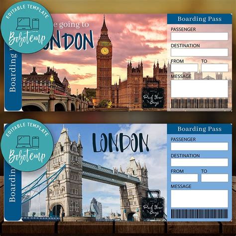 editable london surprise trip gift ticket instant  bobotemp