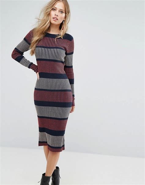 asos vero moda vero moda knitted stripe midi dress navy adorewecom striped midi dress