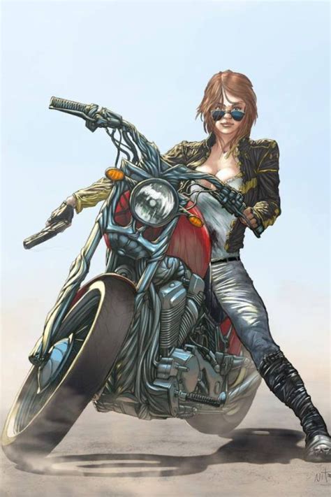 comic biker chic motorcycle artwork motorcycle drawing motorcycle girl