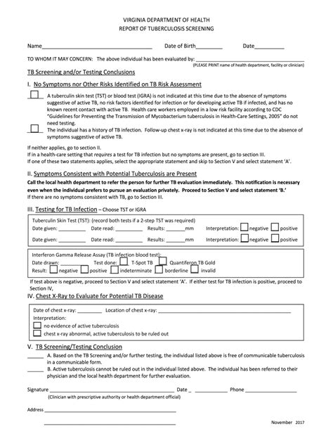 printable tb test  employment    form fill   sign