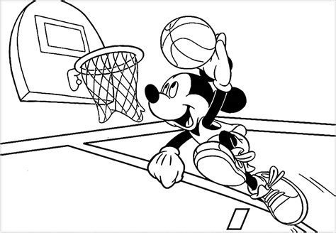 mickey mouse basketball coloring book  print