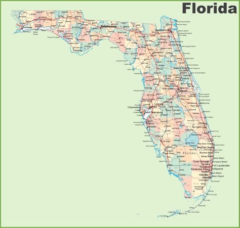 florida road map  cities  towns