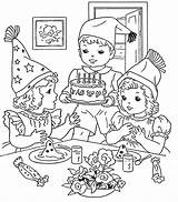 Birthday Party Coloring Pages Cooking Cake Drawing Netart Color Getdrawings sketch template