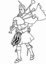 Scottish Coloring Bagpipe Player Costume Pages Cliparts Clipart Edupics sketch template