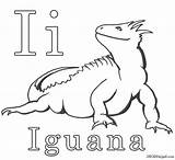 Coloring Pages Letter Iguana Animal Sheets Kids Alphabet sketch template