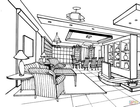 large living room coloring page  printable coloring pages