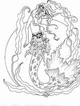 Coloring Siren Mermaid Mythical Mystical Legend Mermaids Myth Sirenas Sirens Mandalas Fairy sketch template