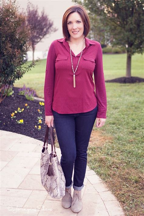 Fall Outfit Mixed Media Top Skinny Jeans Ankle Boots