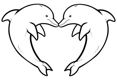dolphins forming  heart animal coloring pages  kids  print