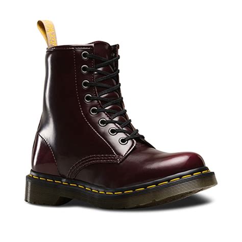 dr martens womens vegan  cherry red lace  boots
