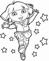 Dora Coloring Stars Explorer Kids Printable Print sketch template