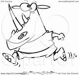 Rhino Jogging Toonaday Royalty Outline Illustration Cartoon Rf Clip sketch template