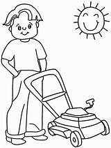 Coloring Pages Summer Lawnmower Lawn Mower Kids Colouring Cartoon Fathers Mowing Career Clipart Book Vacation Cliparts Spring Color Printable Dad sketch template