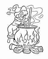 Coloring Witch Halloween Pages Cauldron Wendy Clipart Witches Book Adult Cliparts Magic Stiring Cartoon Colouring Printable Print Precious Moments Library sketch template