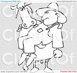 Farmer Outline Clip Carrying Cow Coloring Illustration Royalty Vector Djart sketch template