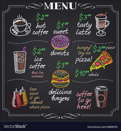 cafe menu design  chalkboard royalty  vector image cafe menu design cafe menu cafe