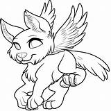 Wolf Coloring Pages Winged Pup Wings Baby Animal Wolves Cute Lineart Drawing Color Printable Jam Template Cub Minecraft Print Cartoon sketch template