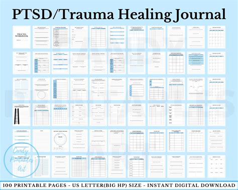 ptsd worksheets trauma processing journal prompts ptsd planner etsy