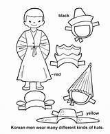 Korean Coloring Korea South Paper Pages Sheets Activity Boy Doll Dolls Kids Printable Print Crafts Cutout Go Youth Bluebonkers Sheet sketch template