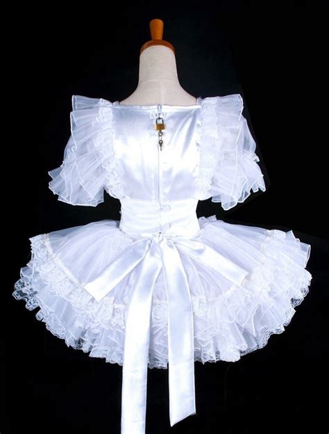 lockable satin sissy maid wedding dress cosplay costume ebay