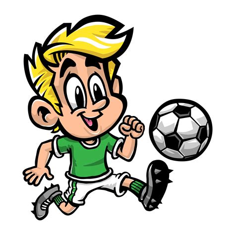 cartoon jongen kind voetballen  voetballen  een groen  shirt en