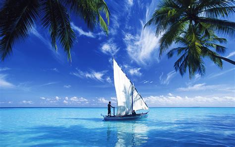 wallpaper boat sailing ship sea bay vehicle island lagoon caribbean ocean sailboat
