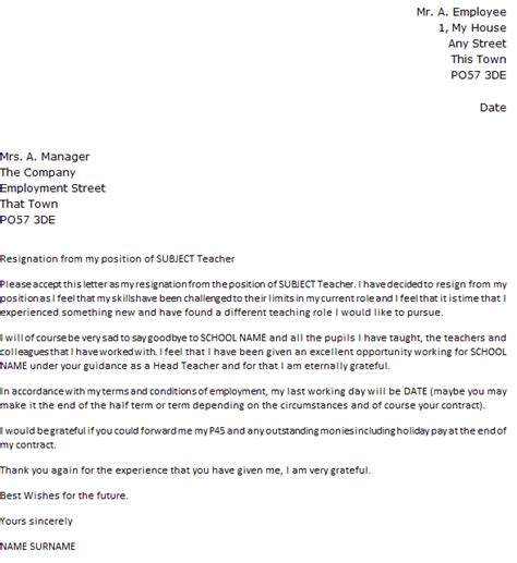 teacher resignation letter  icoverorguk