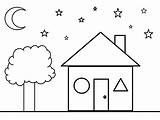 Shapes House Coloring sketch template